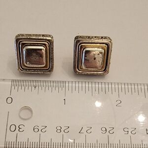 Square Silver and Gold Color Earrings